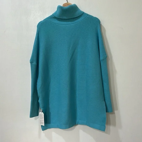 LILLISURY WOMENS RIBBED TURTLENECK SWEATER BABYBLUE Sz MD NEW - Picture 2 of 12